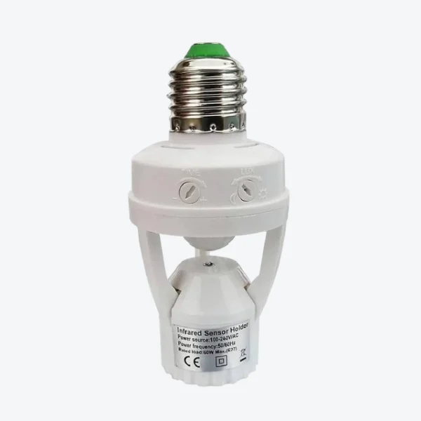 E27 Infrared Motion Sensor Lamp Holder 100–240V, 360° Detection