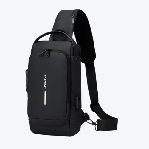Men's Waterproof Anti-Theft Sling Bag with Security Lock & USB Charging Port